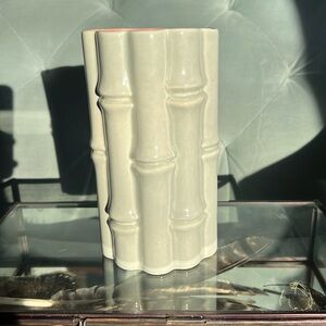 Red Wing 1950s bamboo vase- gray with pink interior